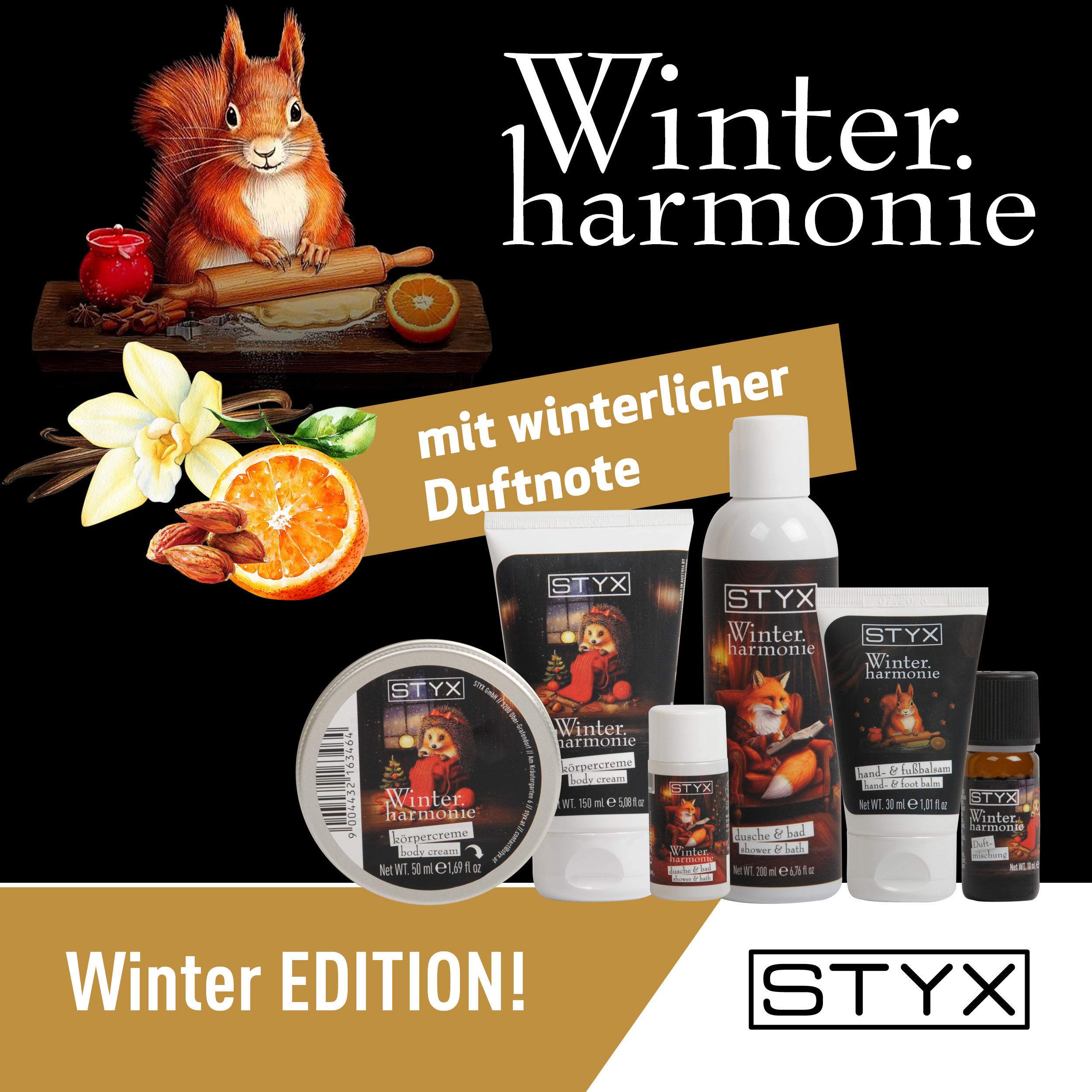 Winterharmonie - Stimmungsvolle Winterkollektion, die Pflege, genuss und Emotion verbindet.
